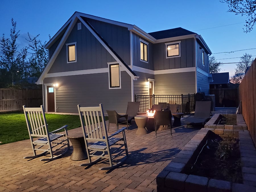 Shared Backyard Patio with Fire Pit
