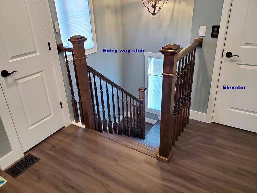 Entry stairs at 2nd level and Elevator
