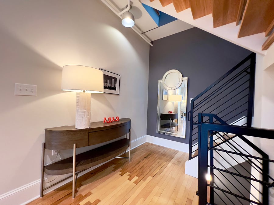 Foyer/landing with a fantastic mirror for last-minute look before heading out for the evening.