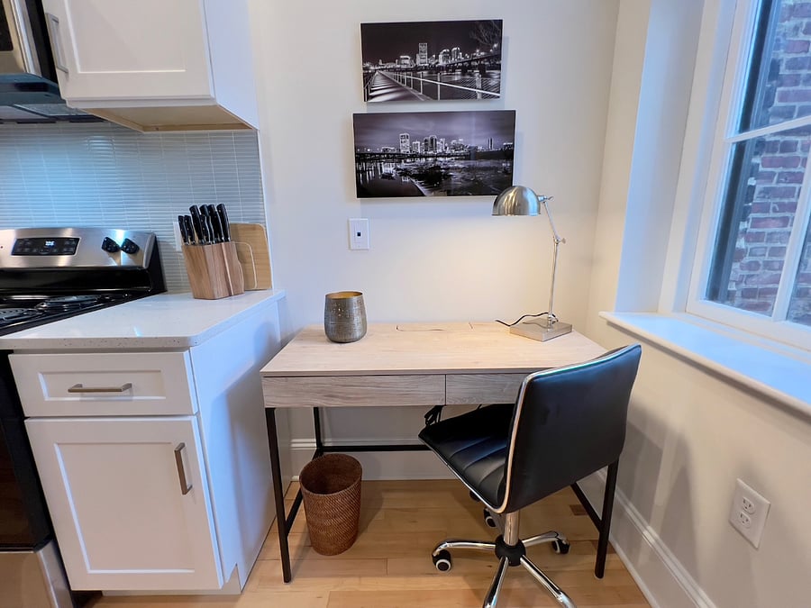 Work station with ethernet port (very high speed internet, check out the speed test photos).