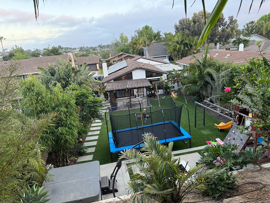 Huge lush tropical landscaping for a zen feeling. 