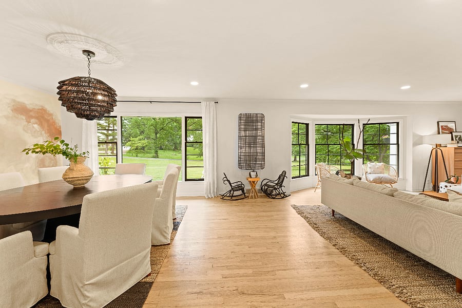 Dining space open to the formal living room.