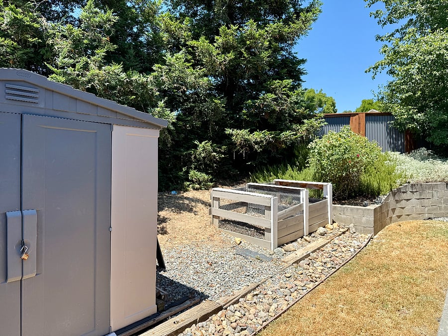 Storage Shed & Compost Facility in Back Yard