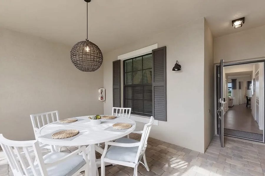The condo has 2 covered lanais (front and back). This view is out the front, right across from your 1 car garage you have access to for vehicle or storage! 