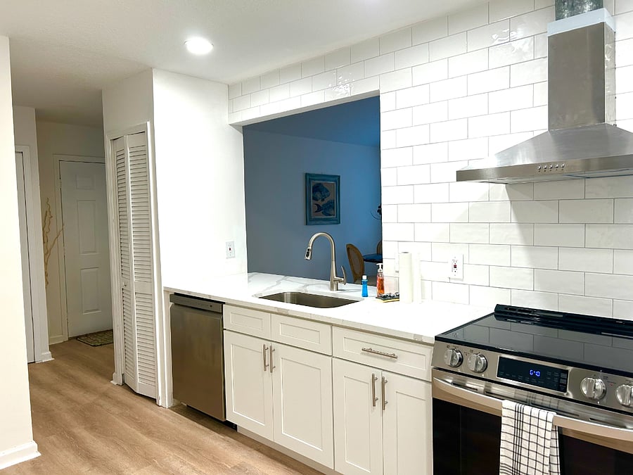 kitchen with pass through into gathering room
