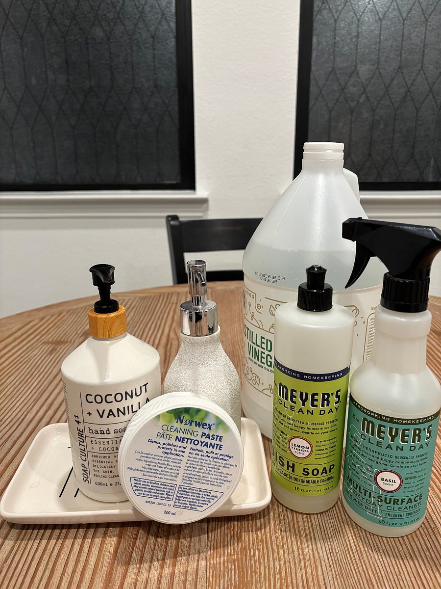 Non-toxic kitchen cleaning products to wipe
down table and countertops. 