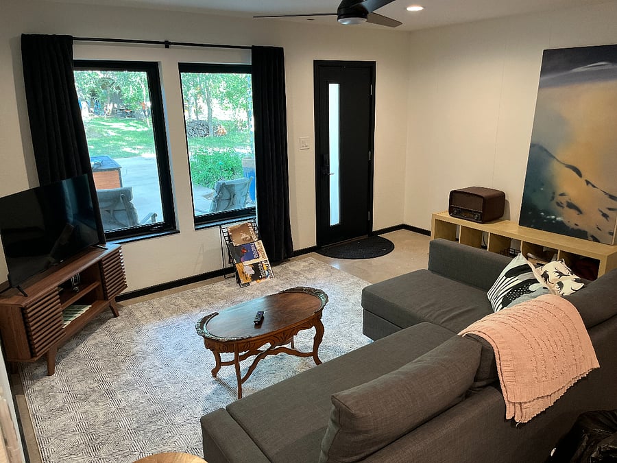 Looking from kitchen into living room