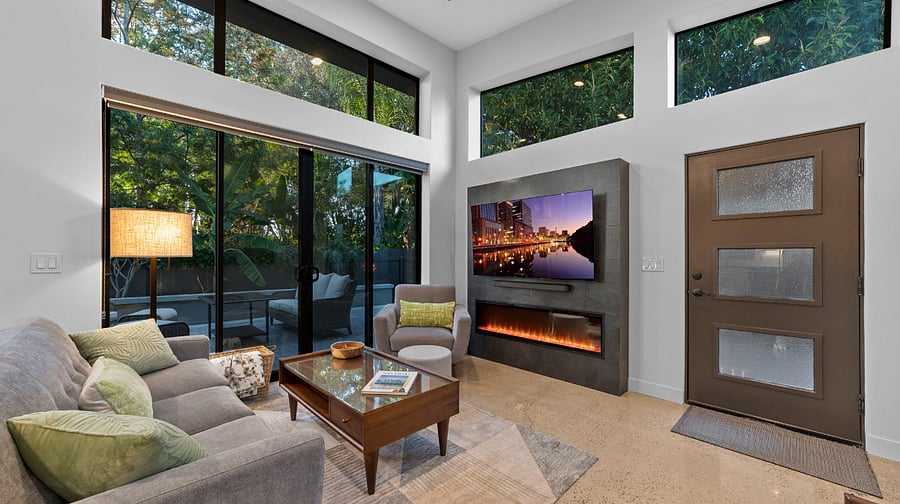 Living Room with Modern Fireplace