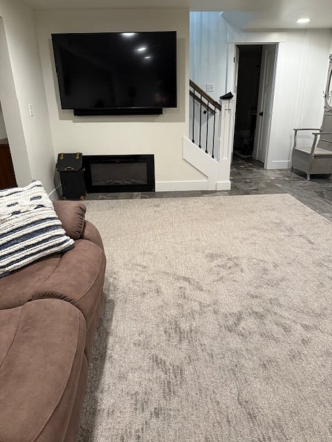Basement Family room with electric fireplace