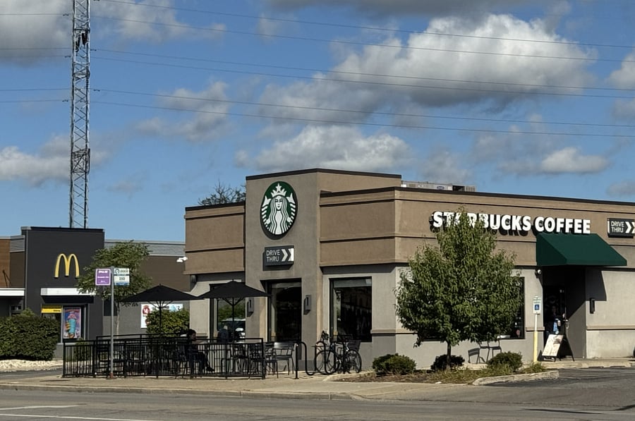 Fast and slow food are both within walking distance
