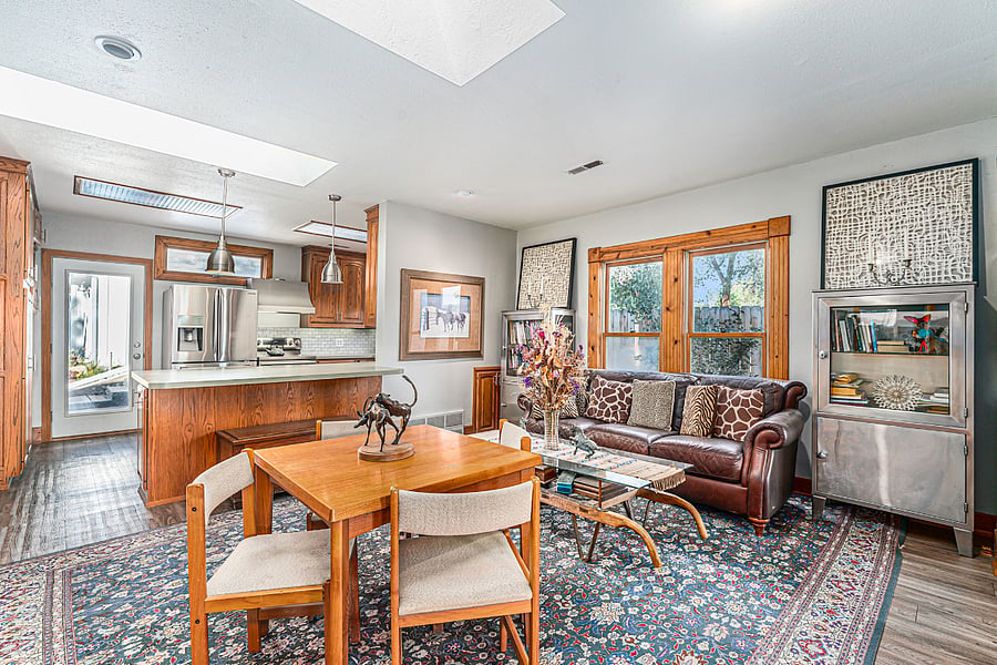 Family room and dining view to back door