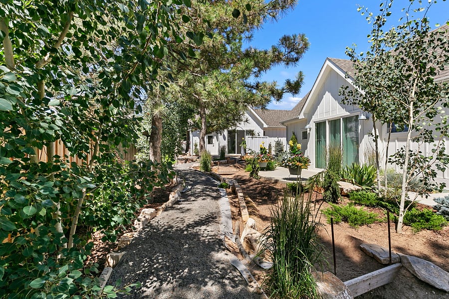 beautifully landscaped shared back yard