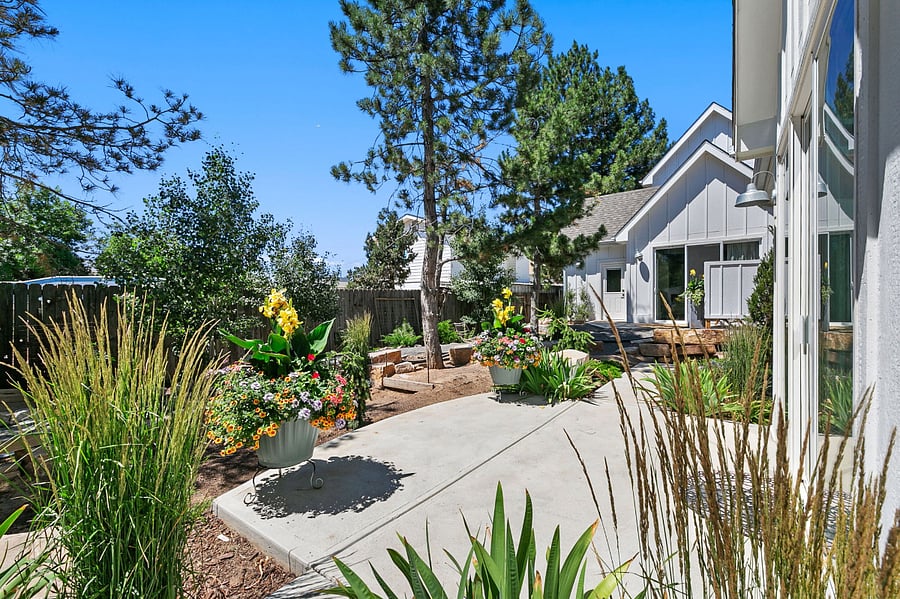 beautifully landscaped shared back yard