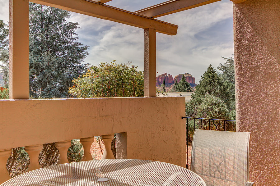 Patio off of the Twin Bed Room with Views of Cathedral Rock