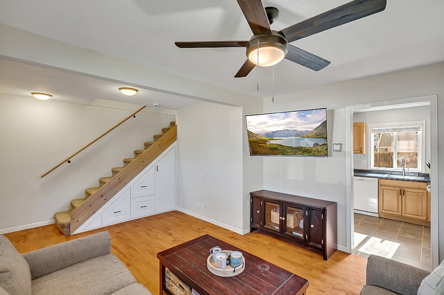 Living room on main floor. Bedrooms are upstairs. 