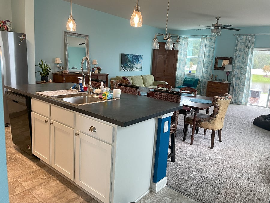 Kitchen, Dining, and Living Rooms