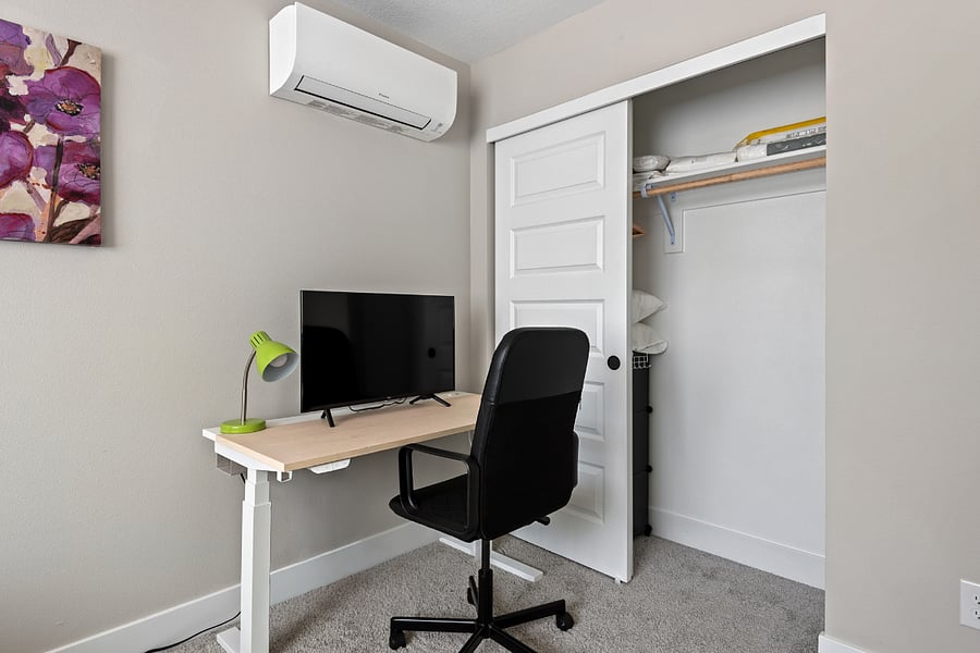 Office space with standing desk