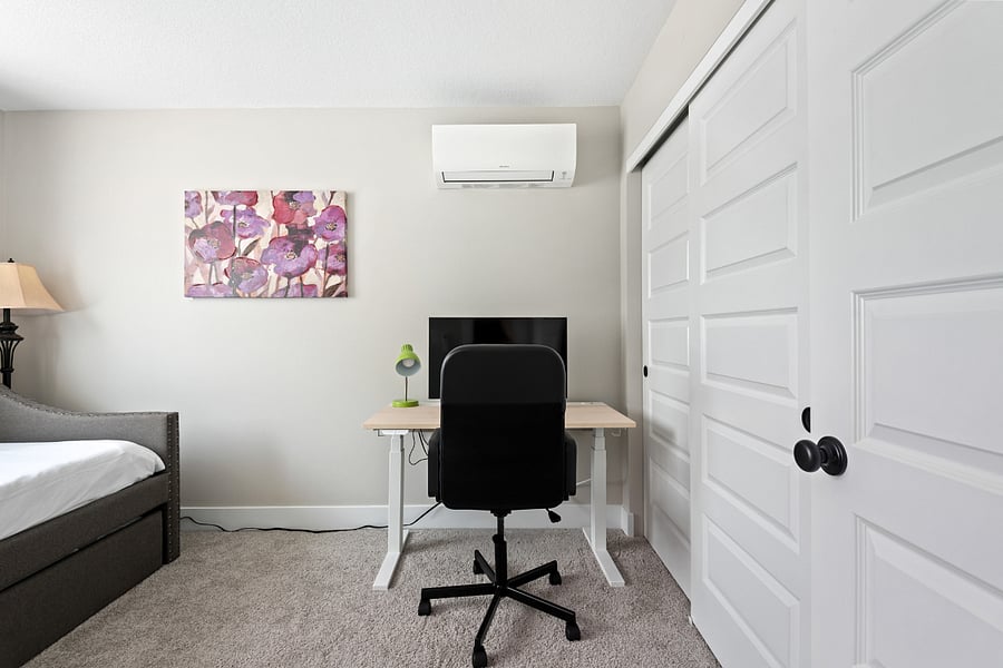 Upstairs bed and office