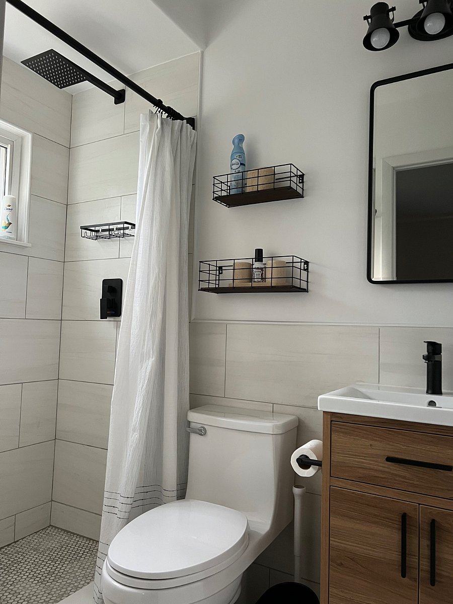 Newly renovated master bathroom.