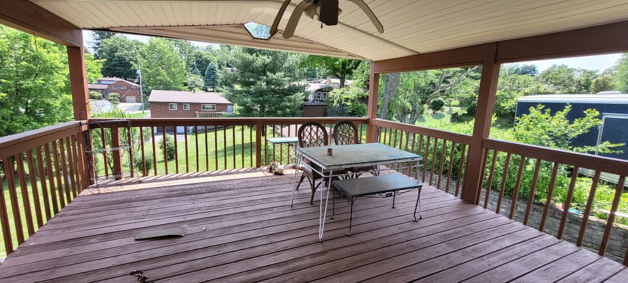 Deck off living room looking south ( fan to be replaced ) 