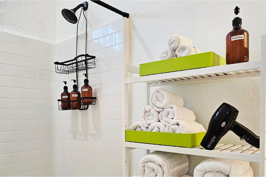 Towels, toiletries, hair dryer and more provided for your convenience...