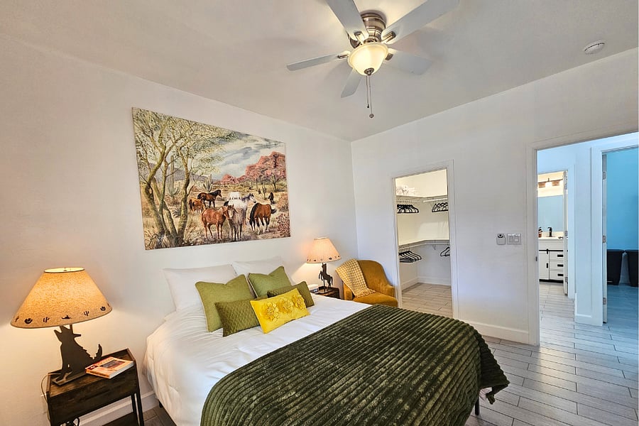 Extra-large walk-in closet with extra linens and towels...plus plenty of velvet hangers!