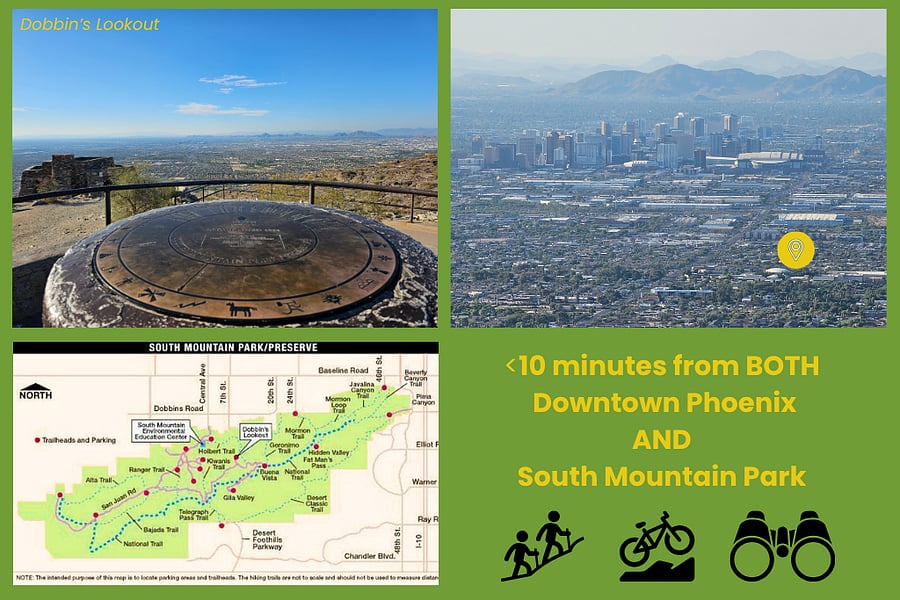 Less than 10 minutes from downtown Phoenix and South Mountain Park for best of both city and nature!
