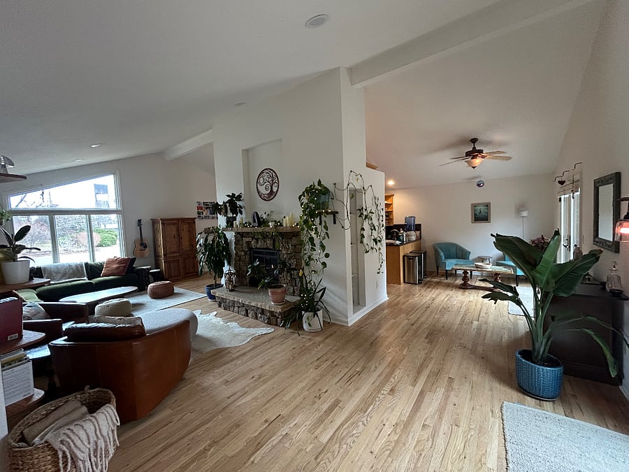 Living room with hardwood floors.