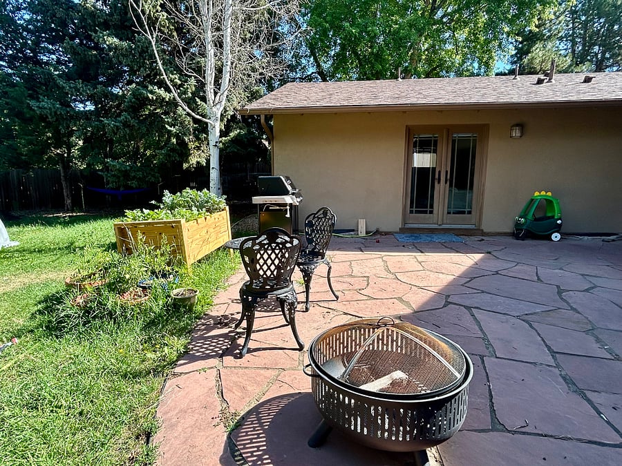 French doors from master and living room leads to back patio and backyard.