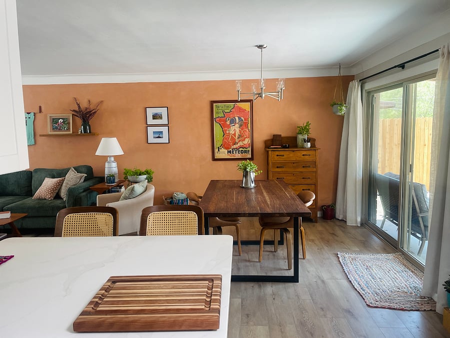 View of dining area from kitchen