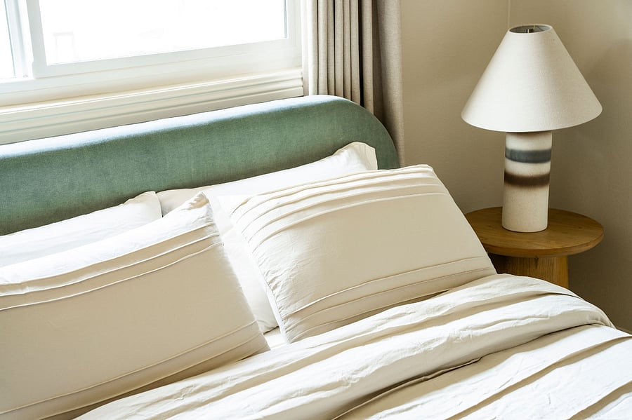 Queen sized Bed & Blackout Curtains