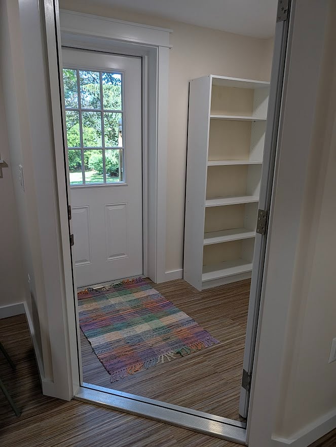 View of entry door from foyer/mud room