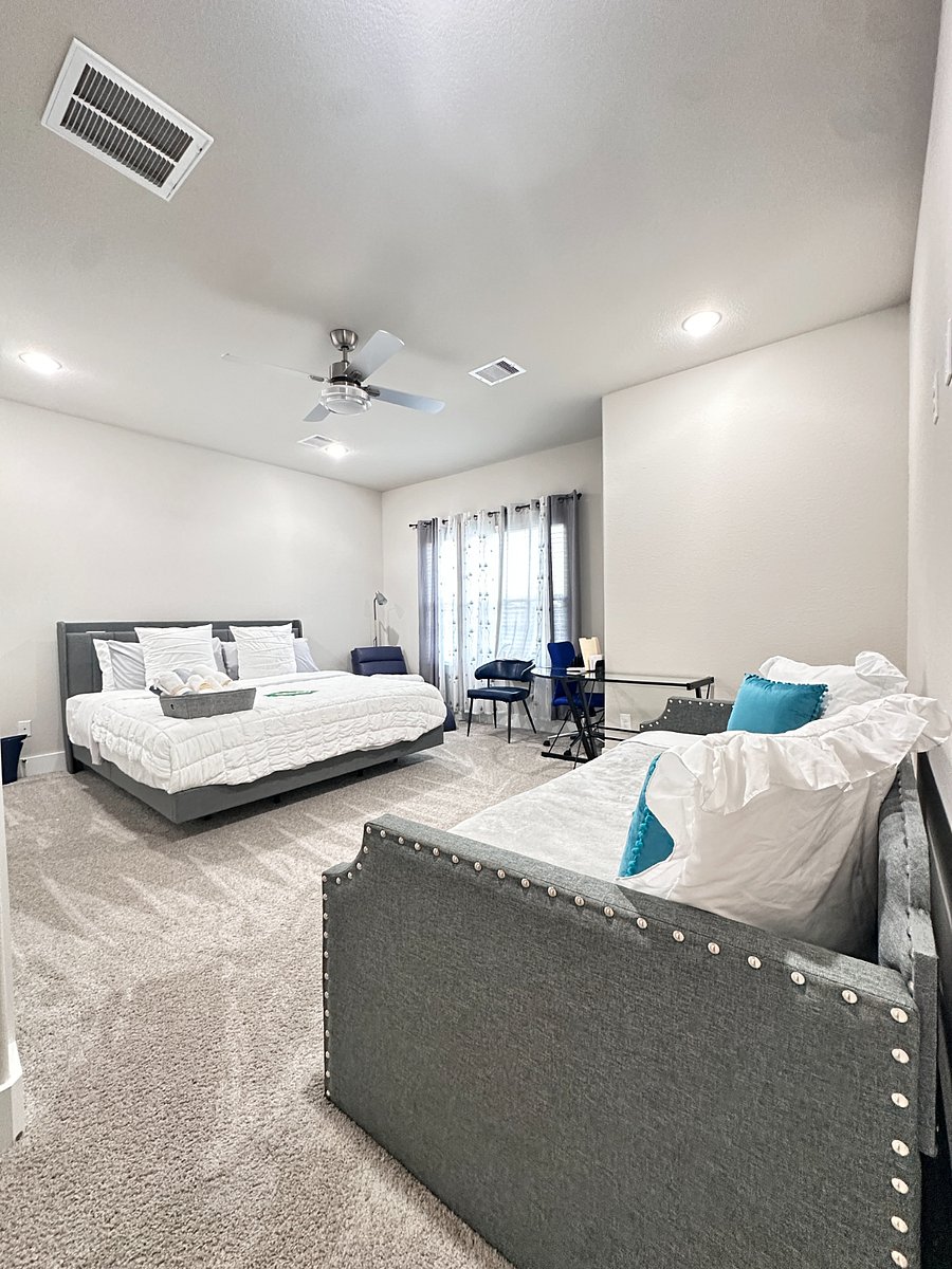 Unit A - 2nd Floor - Bedroom 2, King size bed,  work station, twin day sofa bed, closet and private attached bathroom