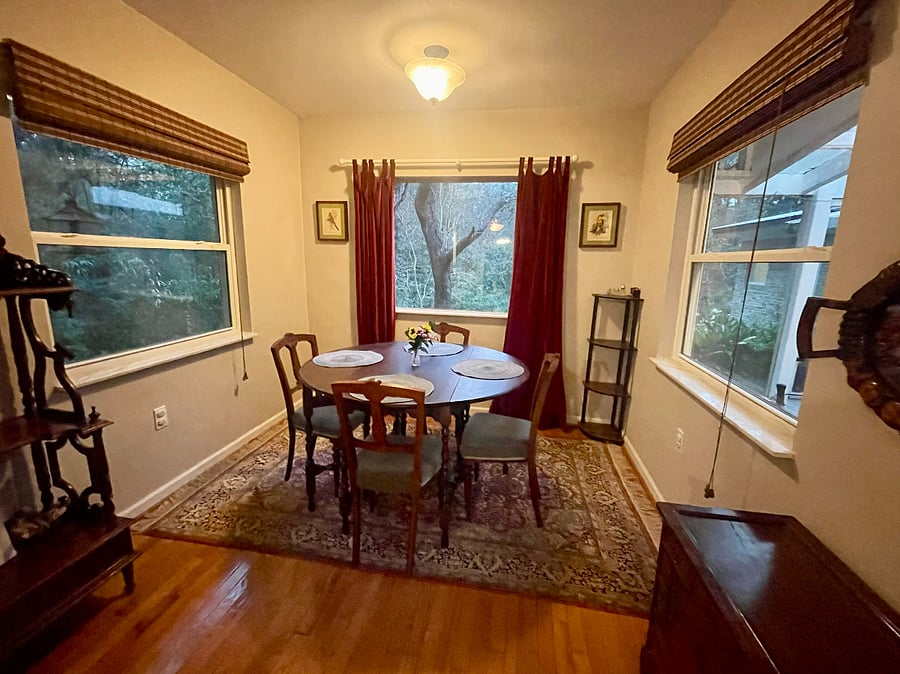 Breakfast nook overlooking the back yard, and adjacent to the kitchen