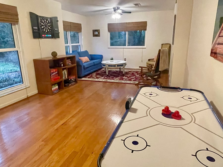 Large game room with sleeper sofa