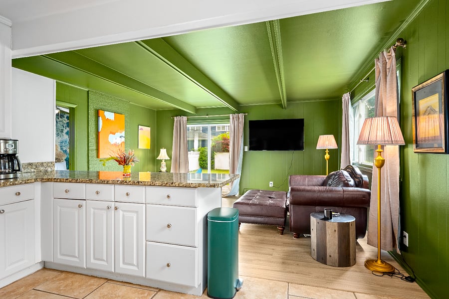 Open kitchen with ample counterspace.