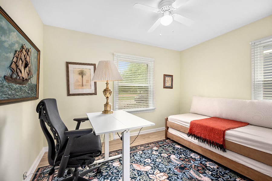 Office/bedroom. Sofa turns into two twin beds that can join to create one king or two seperate beds.