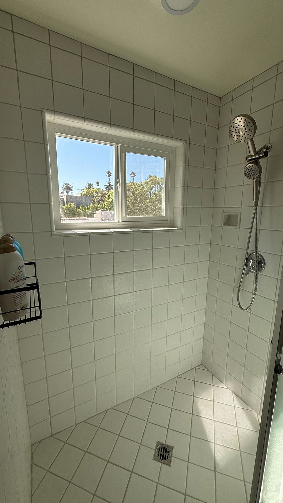 Large, walk-in shower