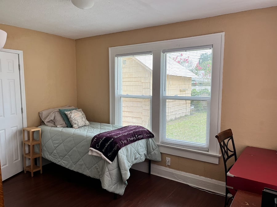 Bedroom #4- single with desk and bathroom - toilet, sink and shower