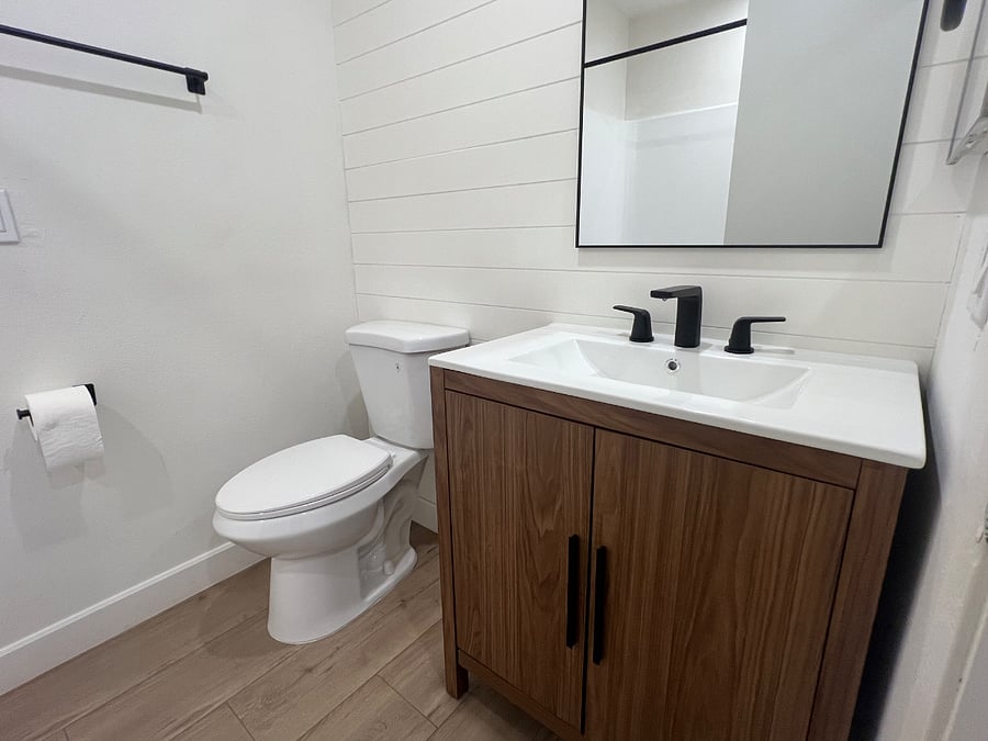Newly renovated bathroom with heated floors