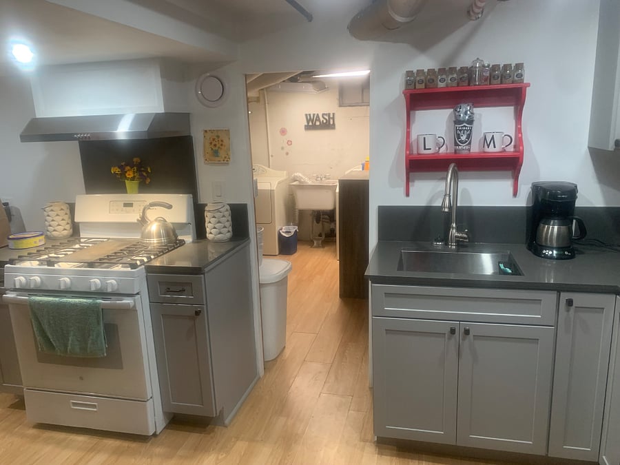 Kitchen and entrance to laundry room.