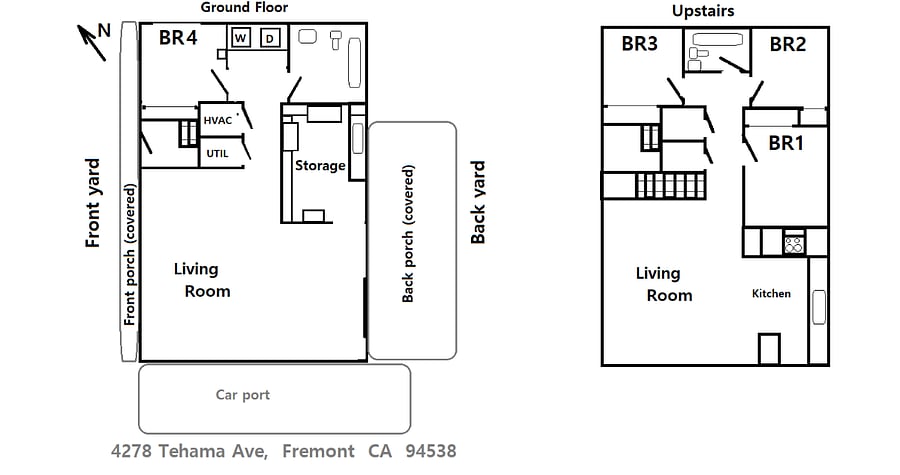 rough layout of both floors