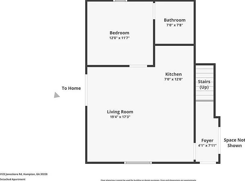 Floorplan. Upstairs area is not included, but can be discussed if you need more space (not heated/cooled).