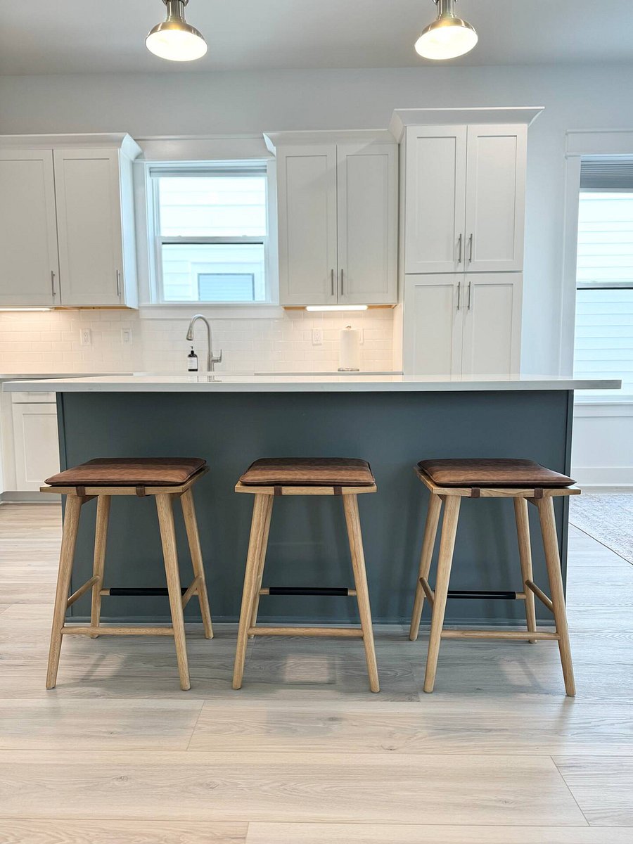 Kitchen with Leather Stools