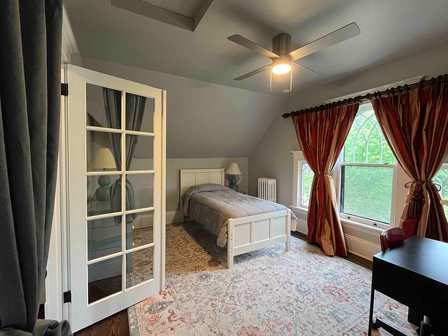 Attic (3rd floor) bedroom with one twin bed. (A second twin bed can be added by request.)