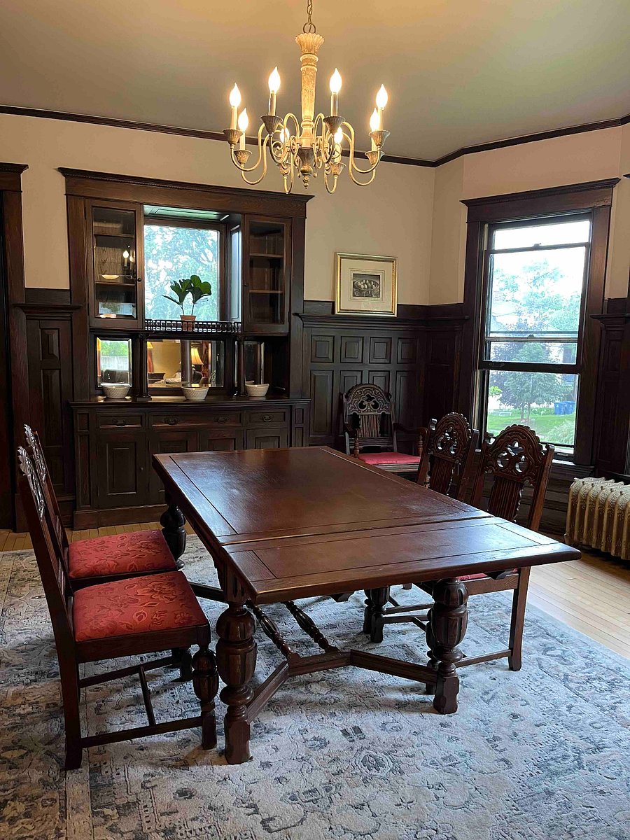 Dining room includes a built-in buffet.