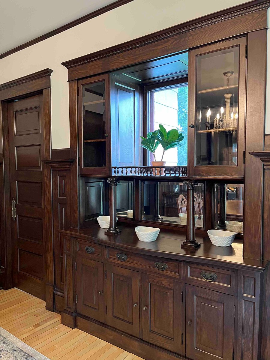 The built-in buffet in the dining room.