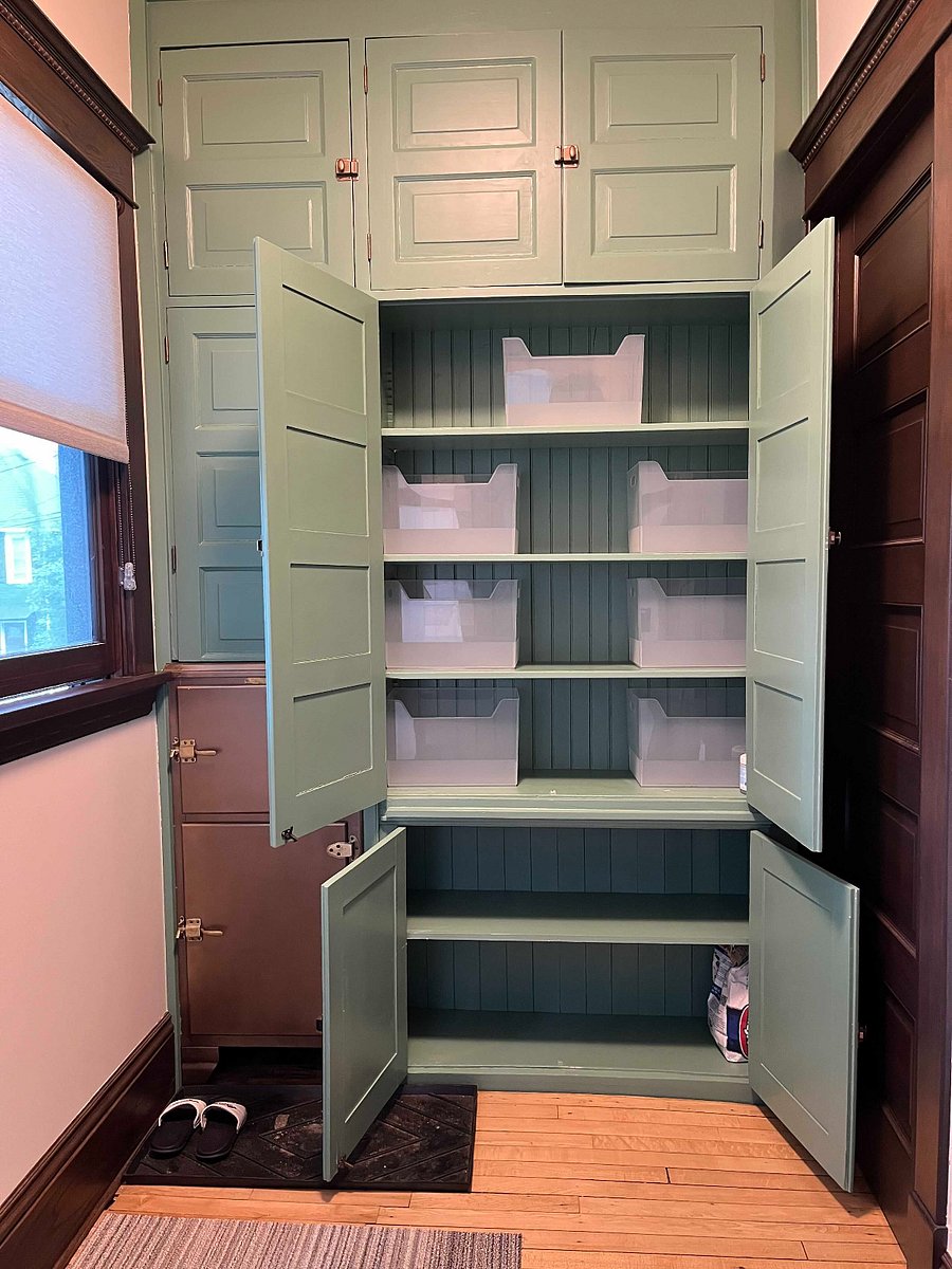 Lots of storage space in mudroom at the back door.