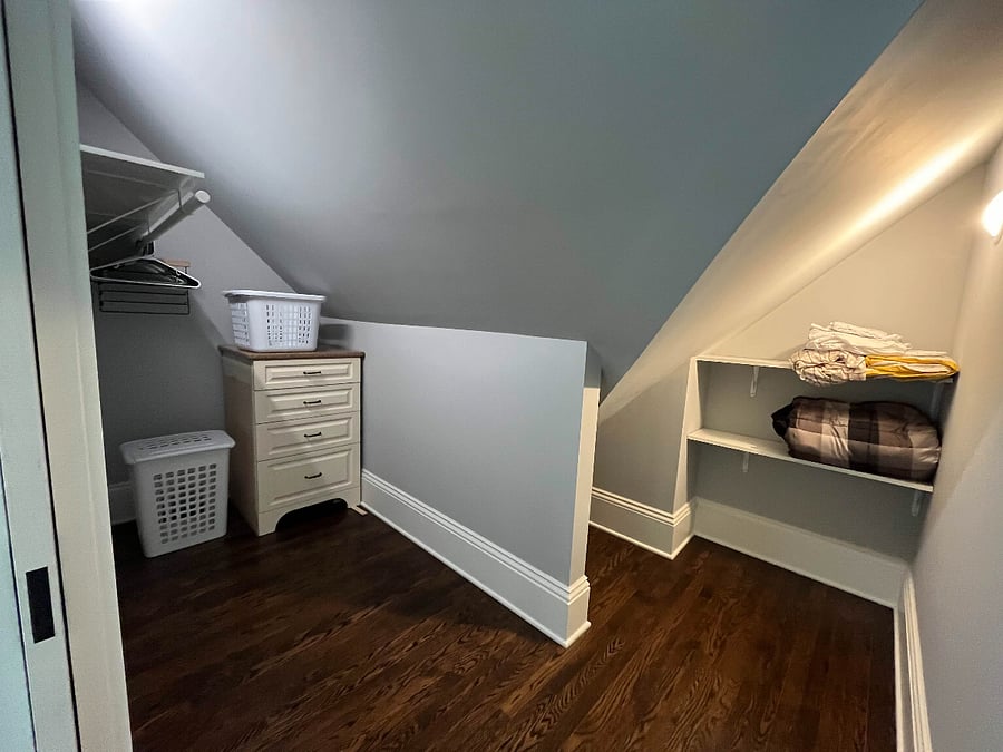 Walk-in closet of the attic bedroom.