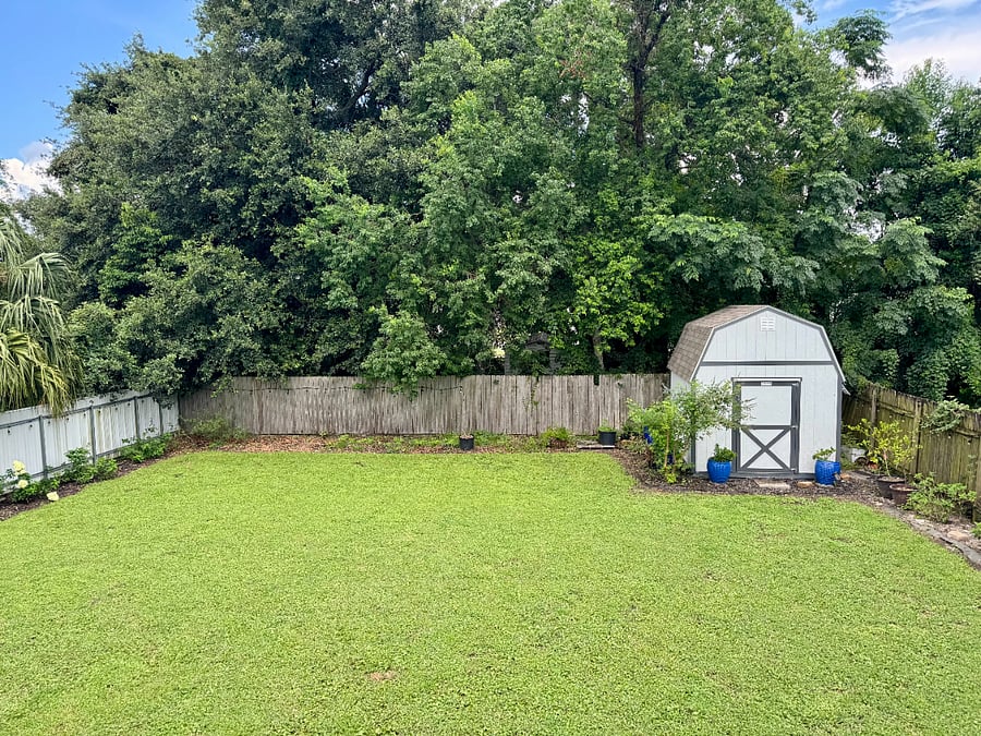 Large gated backyard. Option to use shed. 